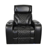 VAMOND BLACK LEATHER POWER RECLINER WITH AIR MASSAGE AND IMMERSIVE AUDIO