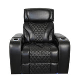 VAMOND BLACK LEATHER POWER RECLINER WITH AIR MASSAGE AND IMMERSIVE AUDIO