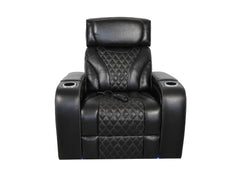 VAMOND BLACK LEATHER POWER RECLINER WITH AIR MASSAGE AND IMMERSIVE AUDIO