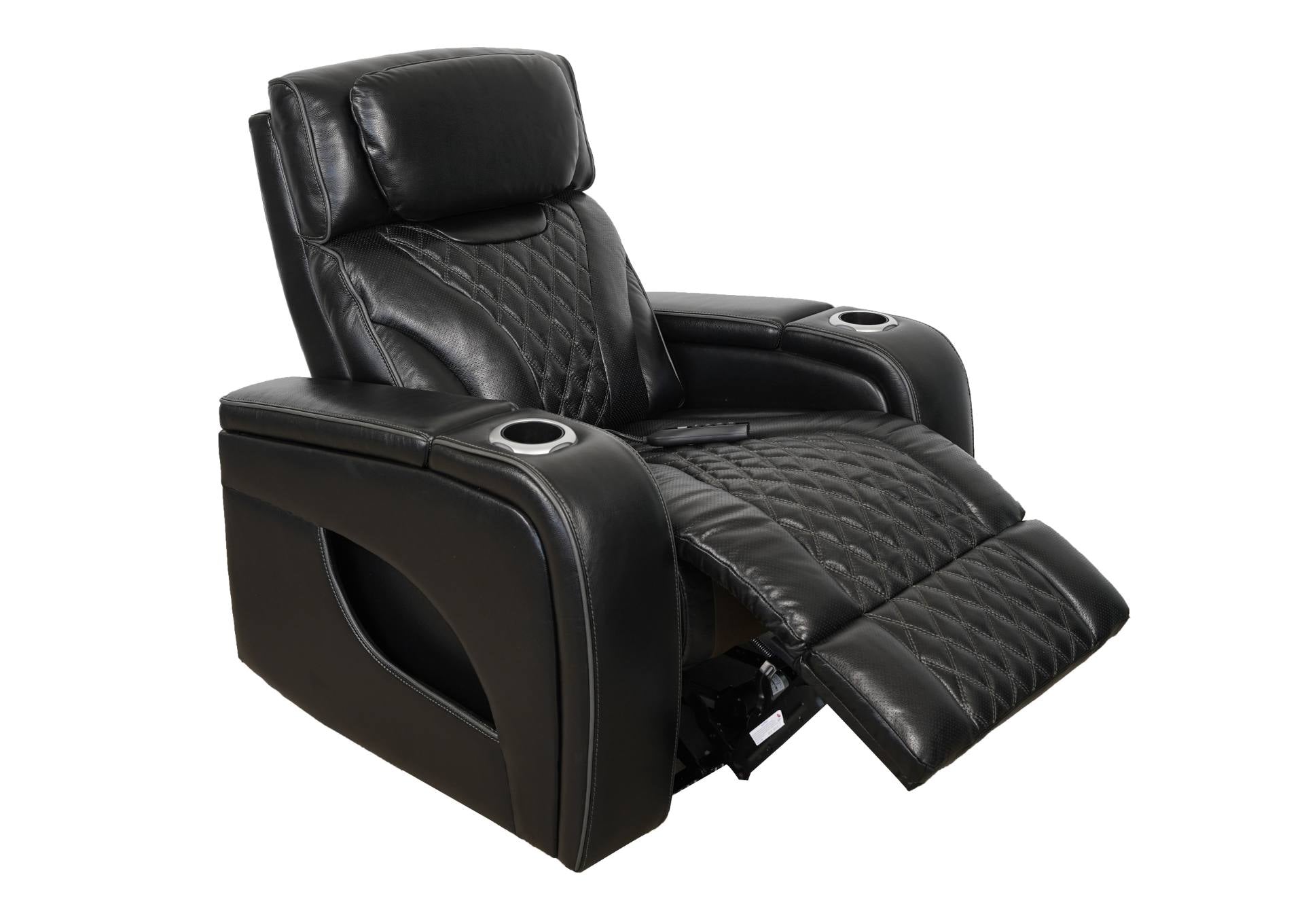 VAMOND BLACK LEATHER POWER RECLINER WITH AIR MASSAGE AND IMMERSIVE AUDIO - Additional View 2