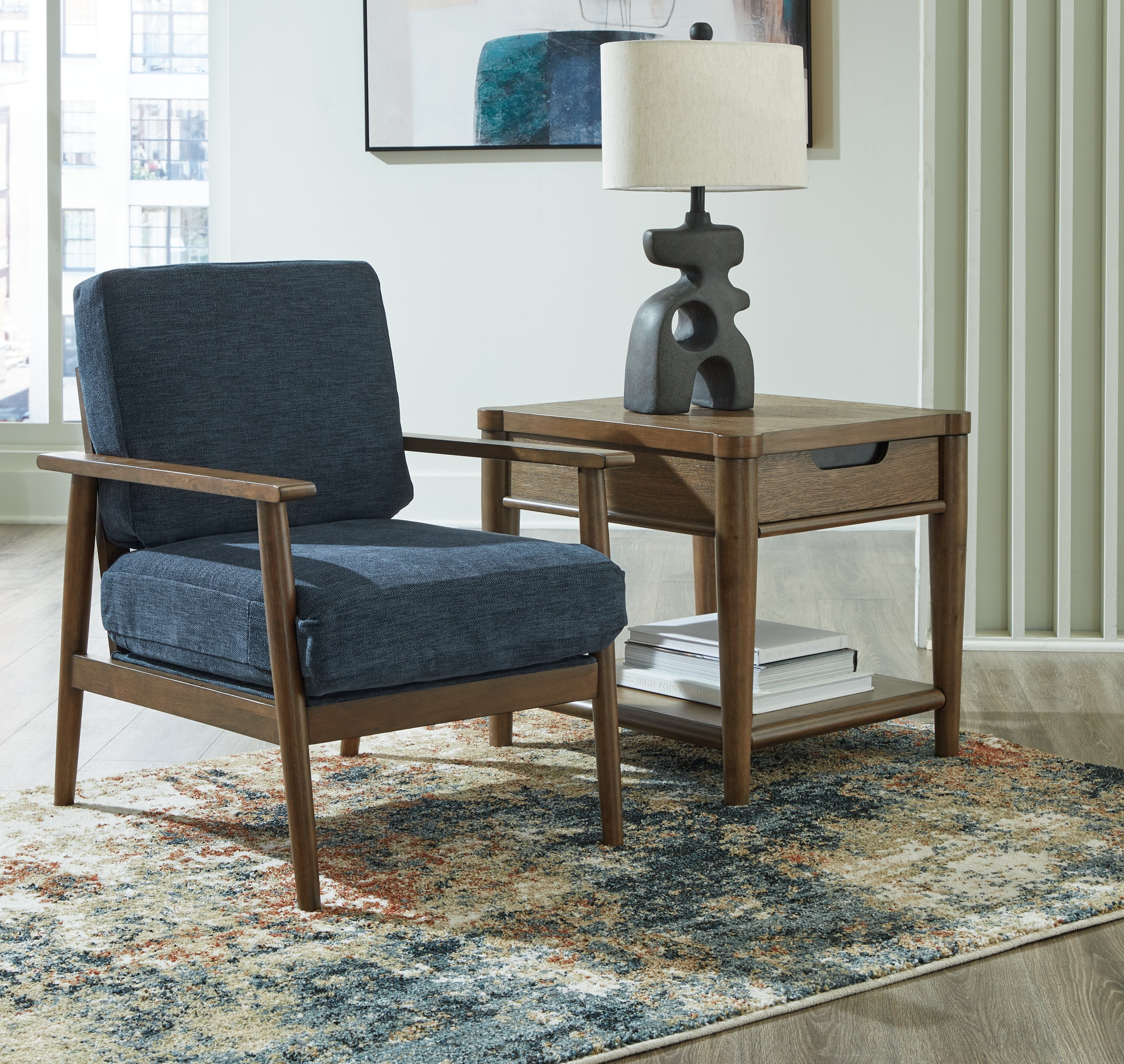 Ashley Furniture - Bixler Accent Chair - Navy - Blue Fabric - Chairs - Additional View 1