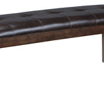 Ashley Furniture - HADDIGAN DINING ROOM BENCH - Dark Brown Leather Match|Wood - Benches
