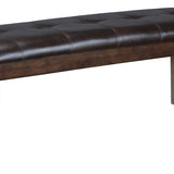 Ashley Furniture - HADDIGAN DINING ROOM BENCH - Dark Brown Leather Match|Wood - Benches