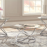 Ashley Furniture - HOLLYNYX 3 PIECE OCCASIONAL TABLE SET - Pearl Silver Glass|Metal - Tables - Additional View 1