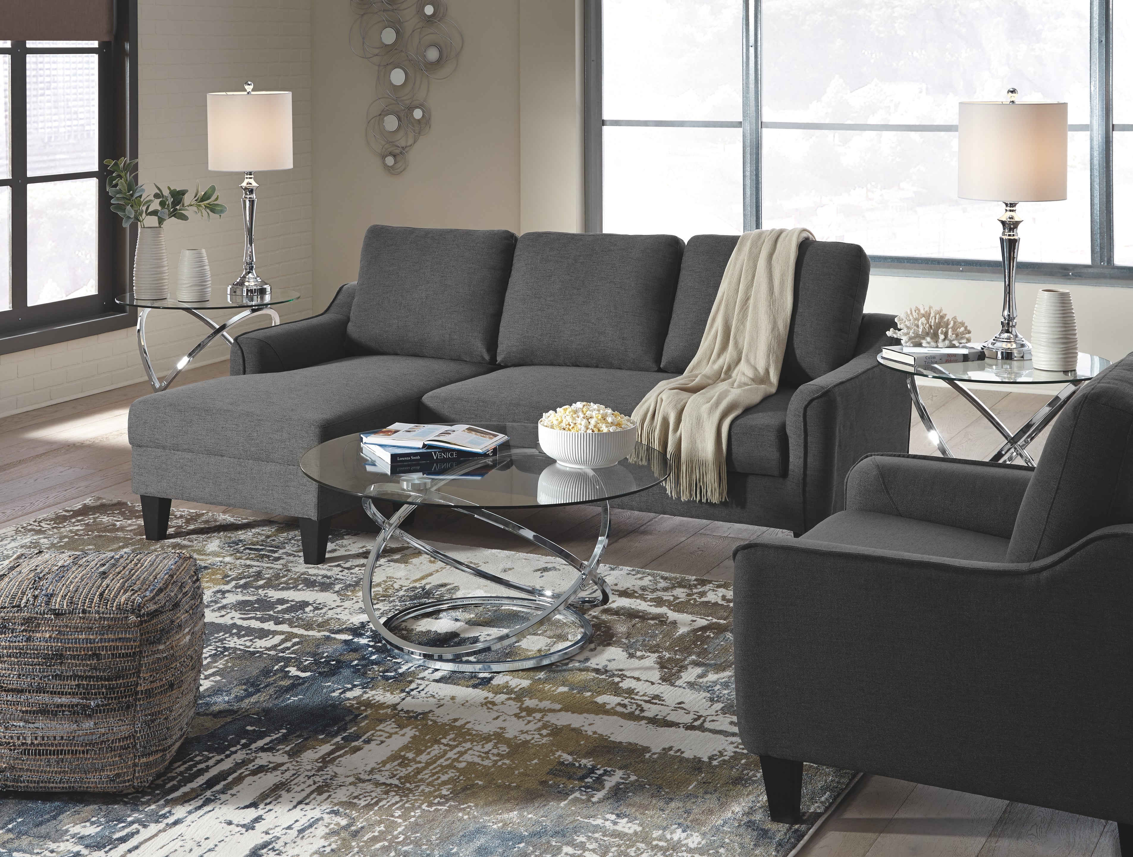 Ashley Furniture - HOLLYNYX 3 PIECE OCCASIONAL TABLE SET - Pearl Silver Glass|Metal - Tables - Additional View 3