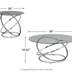 Ashley Furniture - HOLLYNYX 3 PIECE OCCASIONAL TABLE SET - Pearl Silver Glass|Metal - Tables - Additional View 4