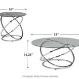 Ashley Furniture - HOLLYNYX 3 PIECE OCCASIONAL TABLE SET - Pearl Silver Glass|Metal - Tables - Additional View 4