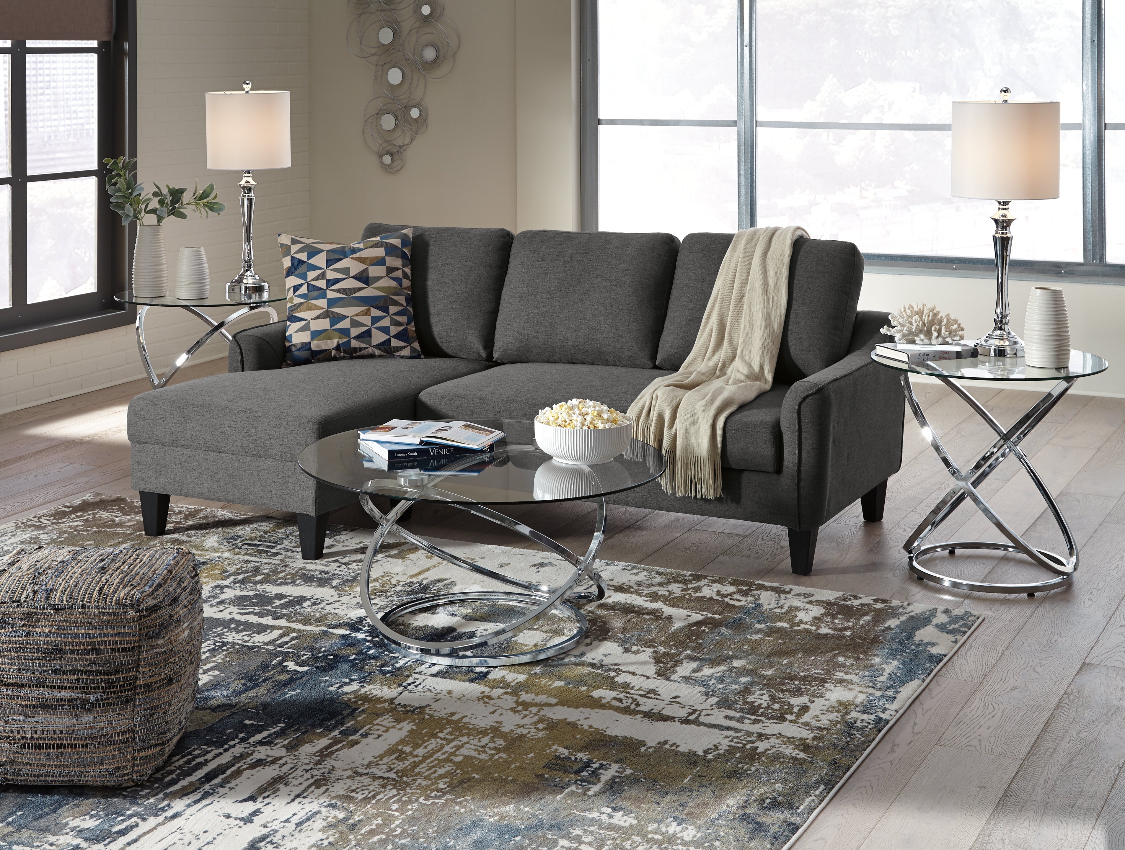 Ashley Furniture - HOLLYNYX 3 PIECE OCCASIONAL TABLE SET - Pearl Silver Glass|Metal - Tables - Additional View 5