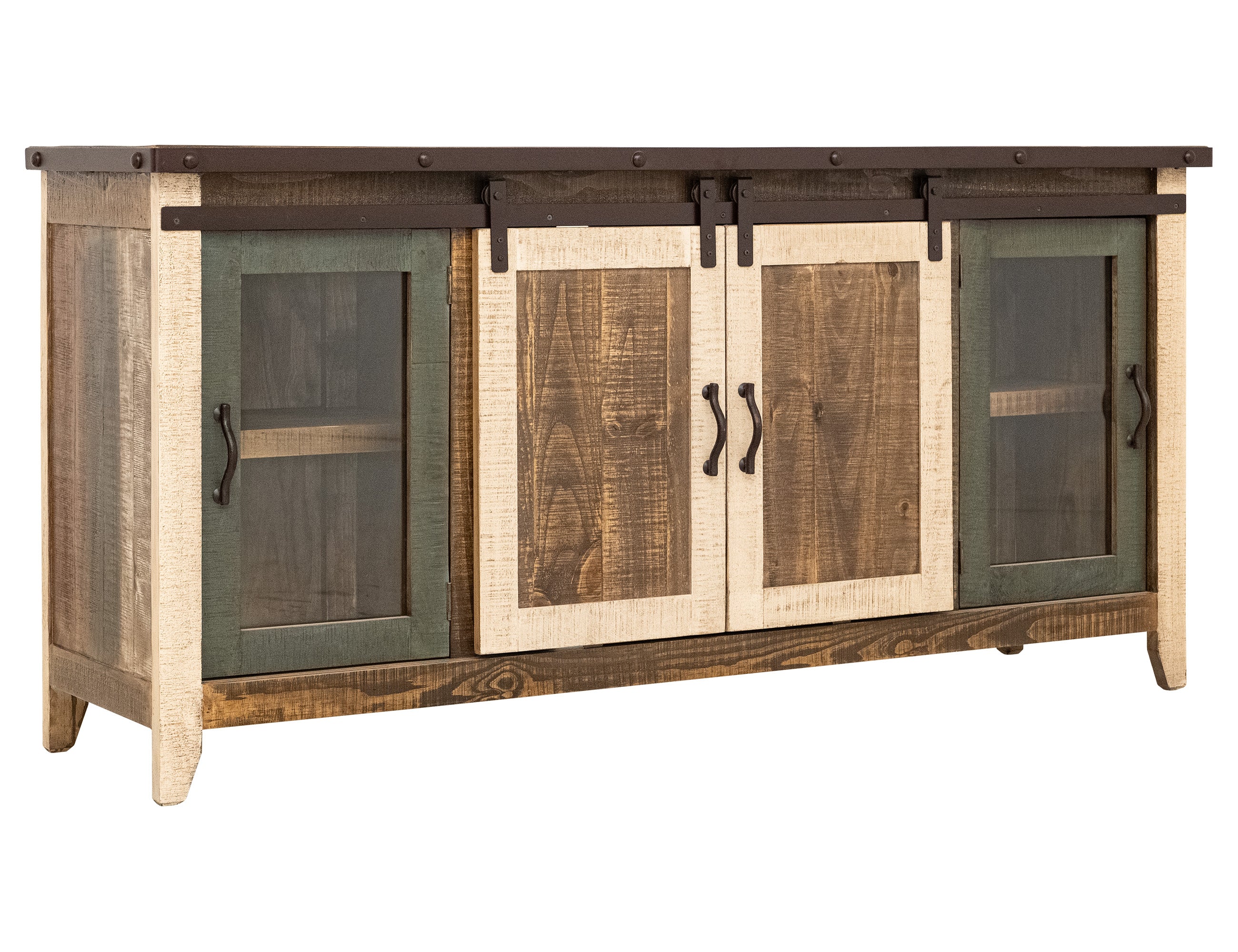 International Furniture Direct - SAN ANGELO MEDIA CONSOLE - Dark Brown|Light Brown Wood - TV Stands