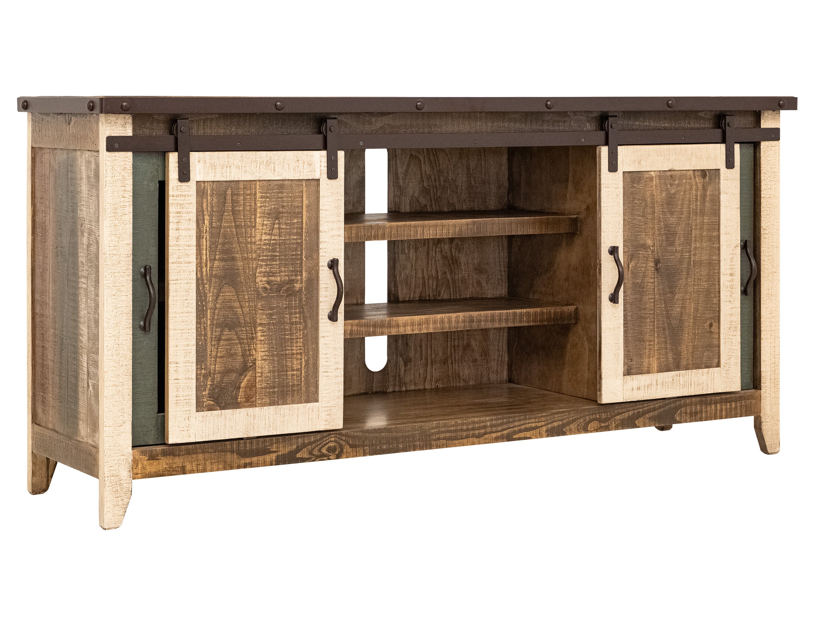International Furniture Direct - SAN ANGELO MEDIA CONSOLE - Dark Brown|Light Brown Wood - TV Stands - Additional View 2