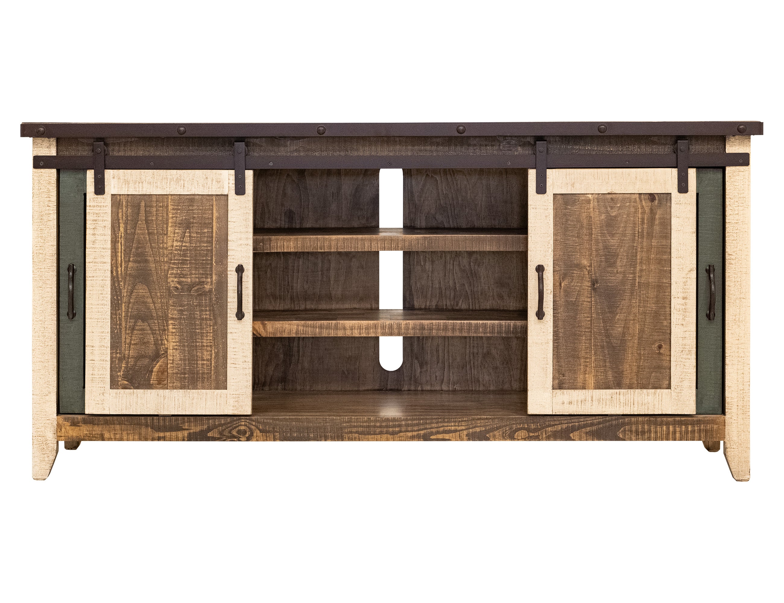 International Furniture Direct - SAN ANGELO MEDIA CONSOLE - Dark Brown|Light Brown Wood - TV Stands - Additional View 3