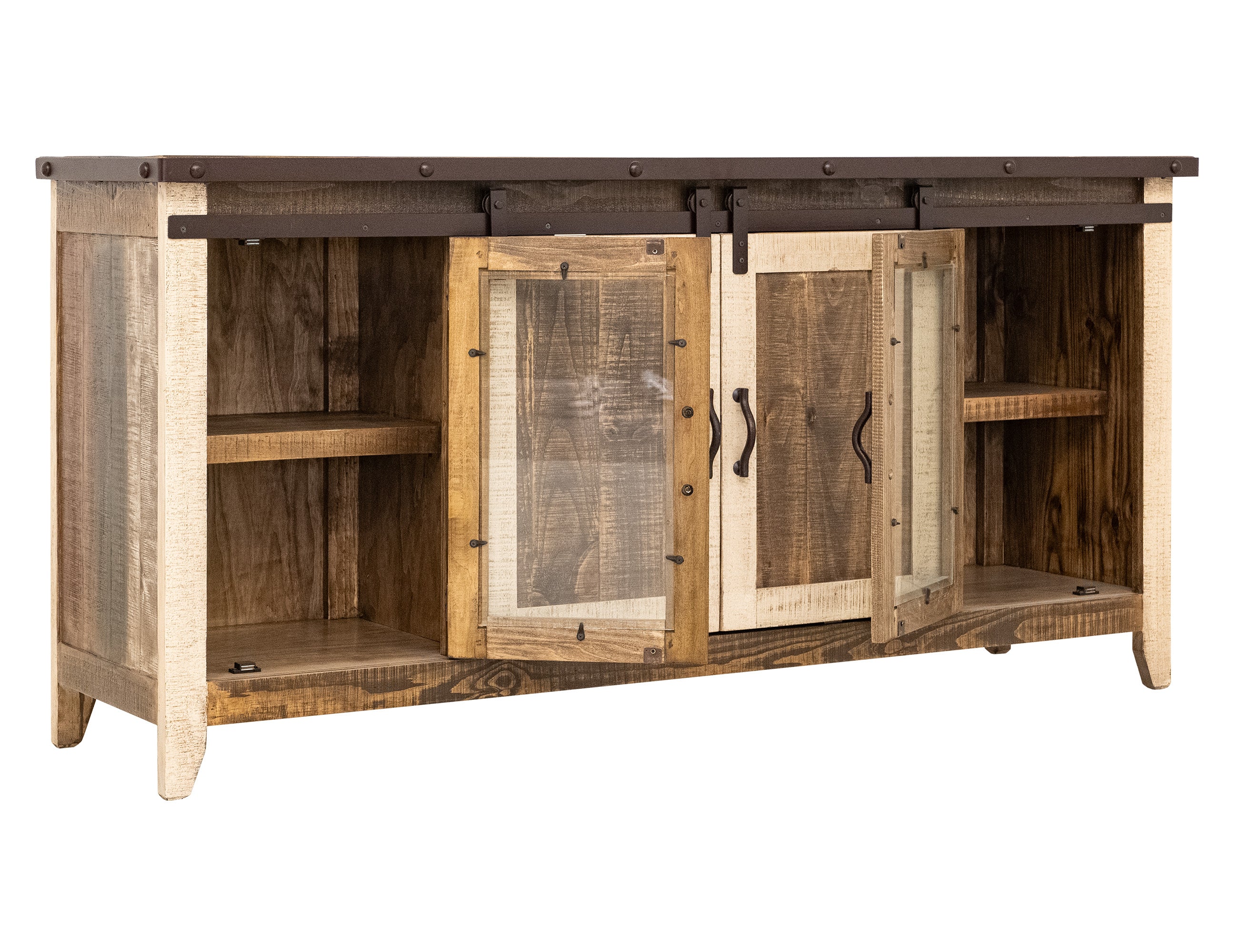 International Furniture Direct - SAN ANGELO MEDIA CONSOLE - Dark Brown|Light Brown Wood - TV Stands - Additional View 4