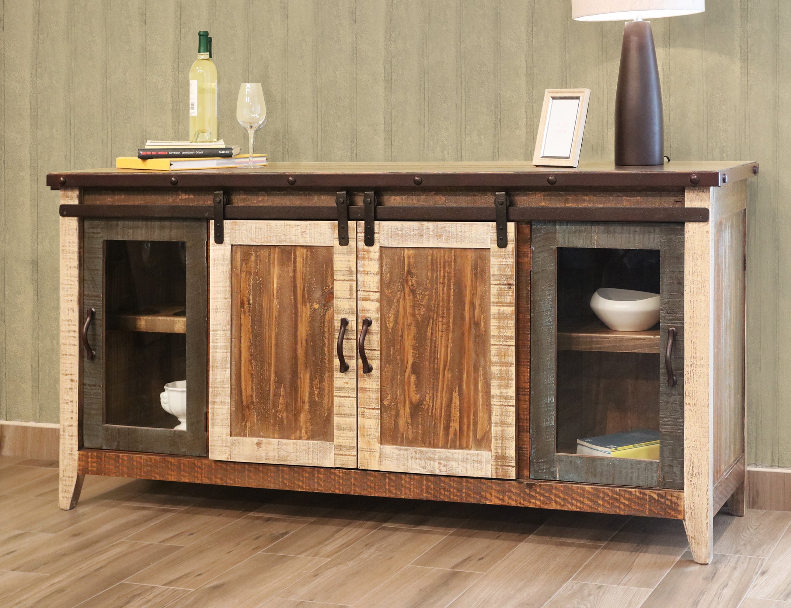 International Furniture Direct - SAN ANGELO MEDIA CONSOLE - Dark Brown|Light Brown Wood - TV Stands - Additional View 6