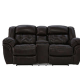 Hudson Leather Reclining Loveseat With Console - Chocolate