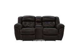 Hudson Leather Reclining Loveseat With Console - Chocolate