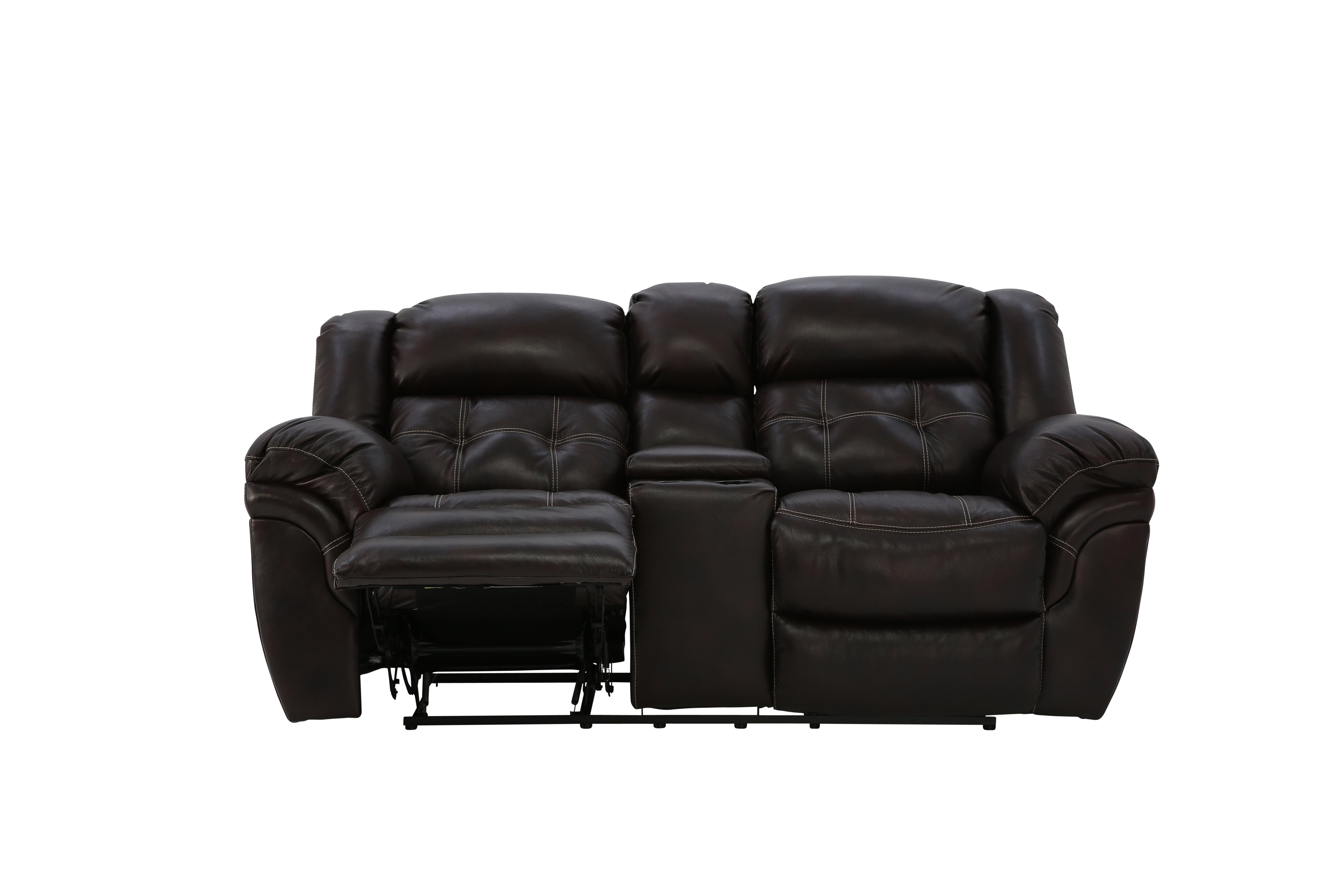 Hudson Leather Reclining Loveseat With Console - Chocolate - Additional View 1