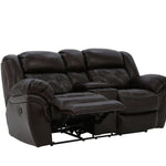 Hudson Leather Reclining Loveseat With Console - Chocolate - Additional View 2