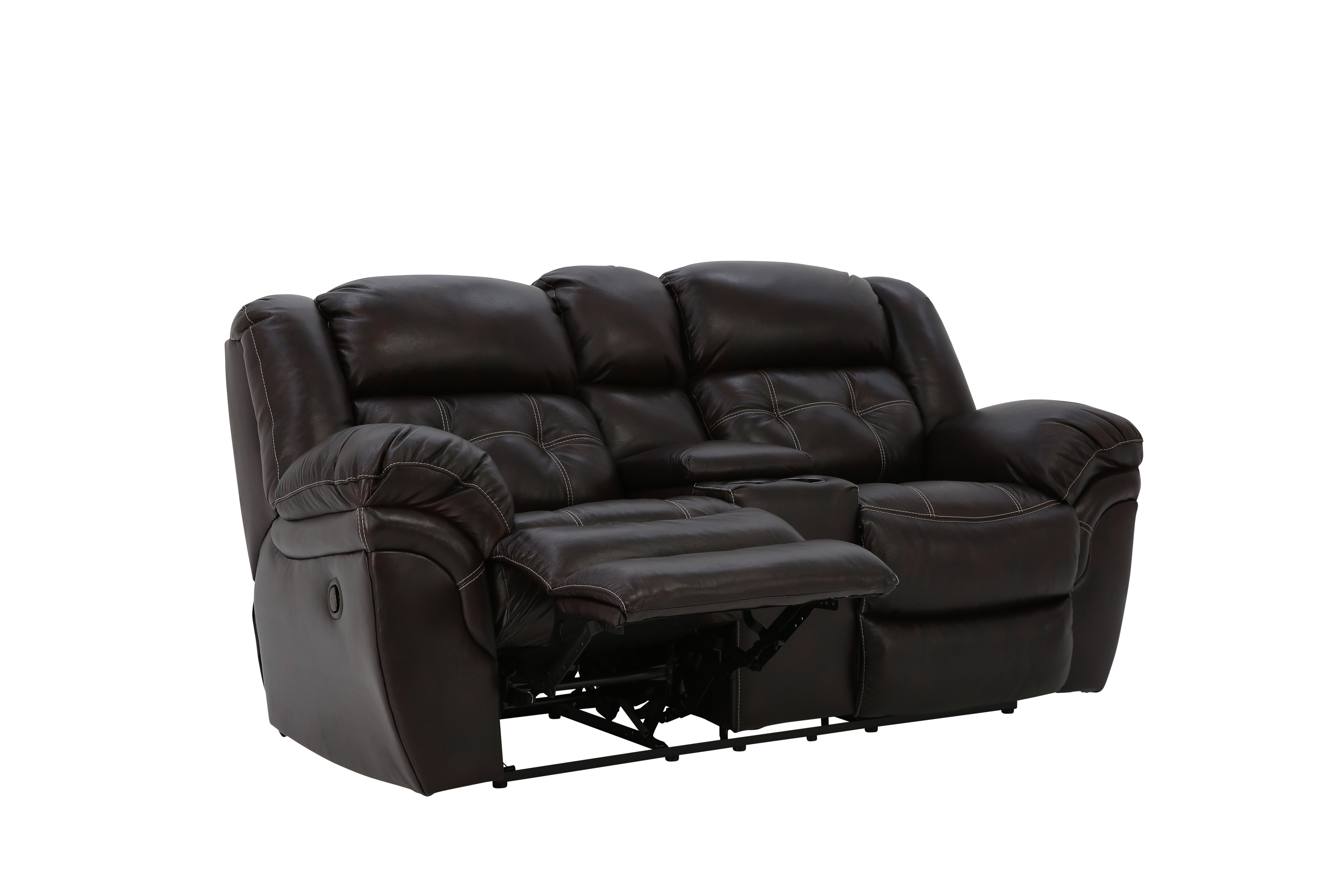 Hudson Leather Reclining Loveseat With Console - Chocolate - Additional View 2