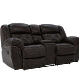 Hudson Leather Reclining Loveseat With Console - Chocolate - Additional View 3