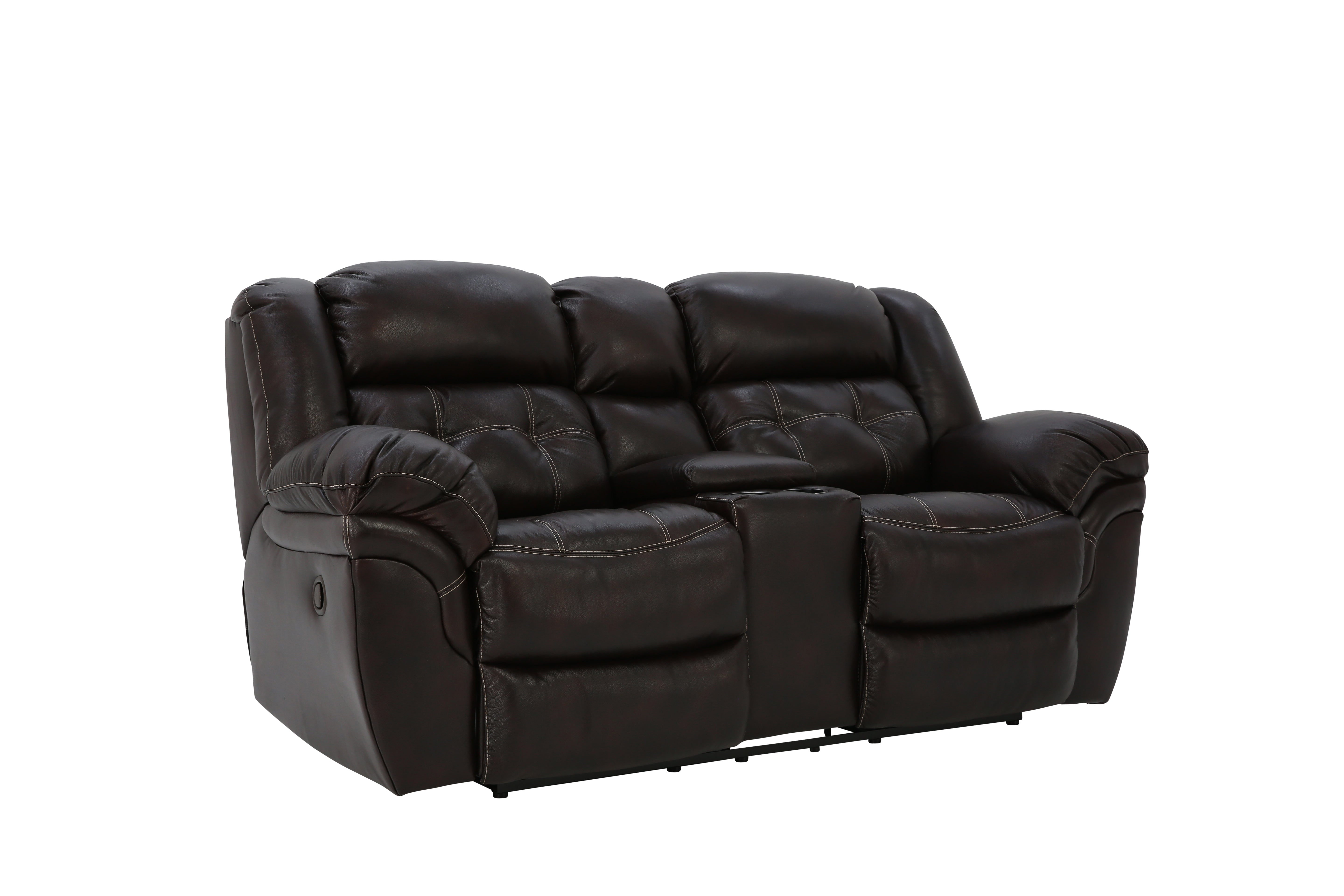 Hudson Leather Reclining Loveseat With Console - Chocolate - Additional View 3