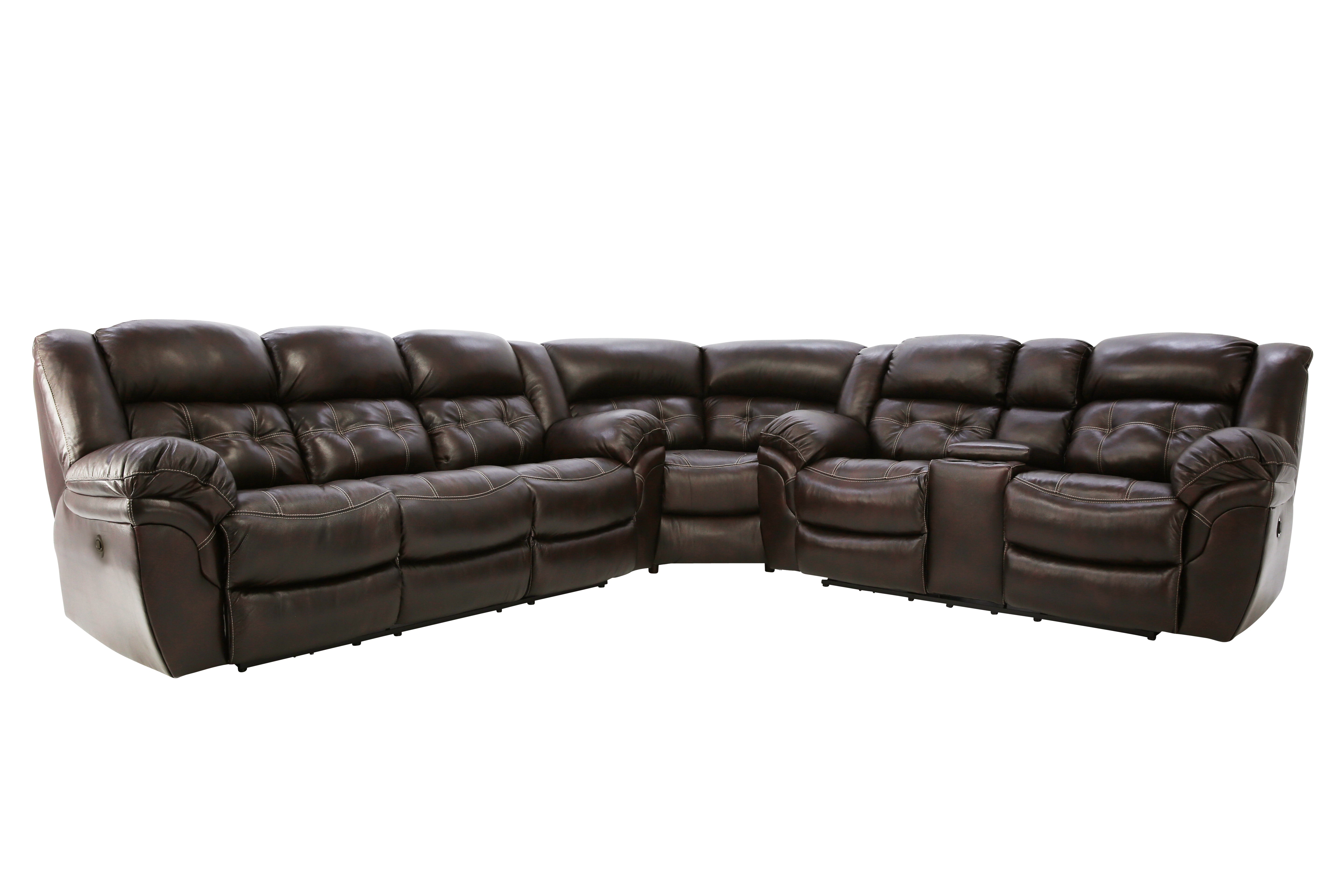 Hudson 3 Piece Leather Sectional - Chocolate