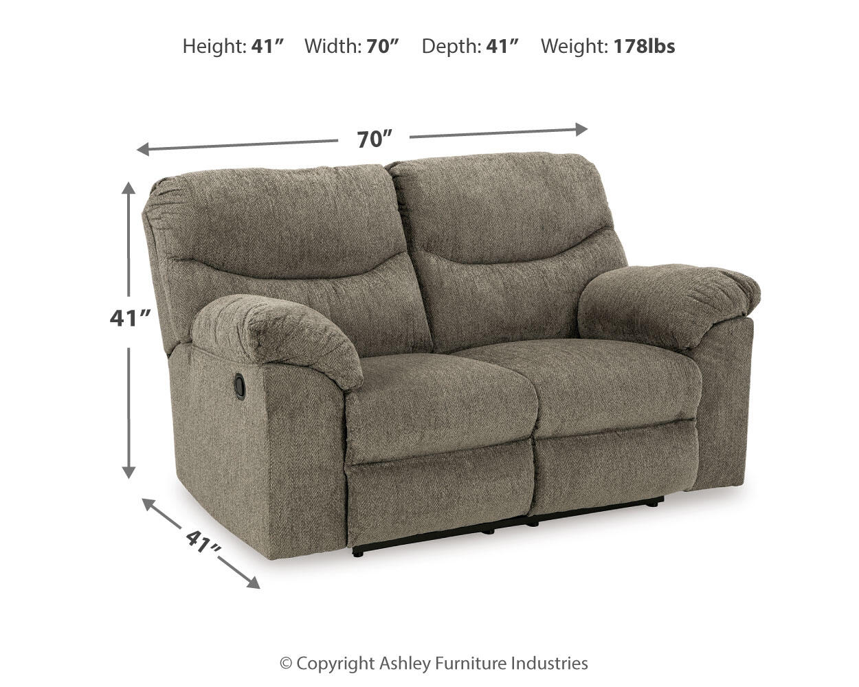 Ashley Furniture - Alphons Reclining Loveseat - Beige Fabric - Loveseats - Additional View 6