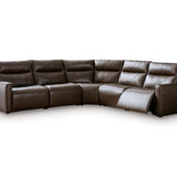 Metronome Chocolate Leather 5 Piece Power Sectional