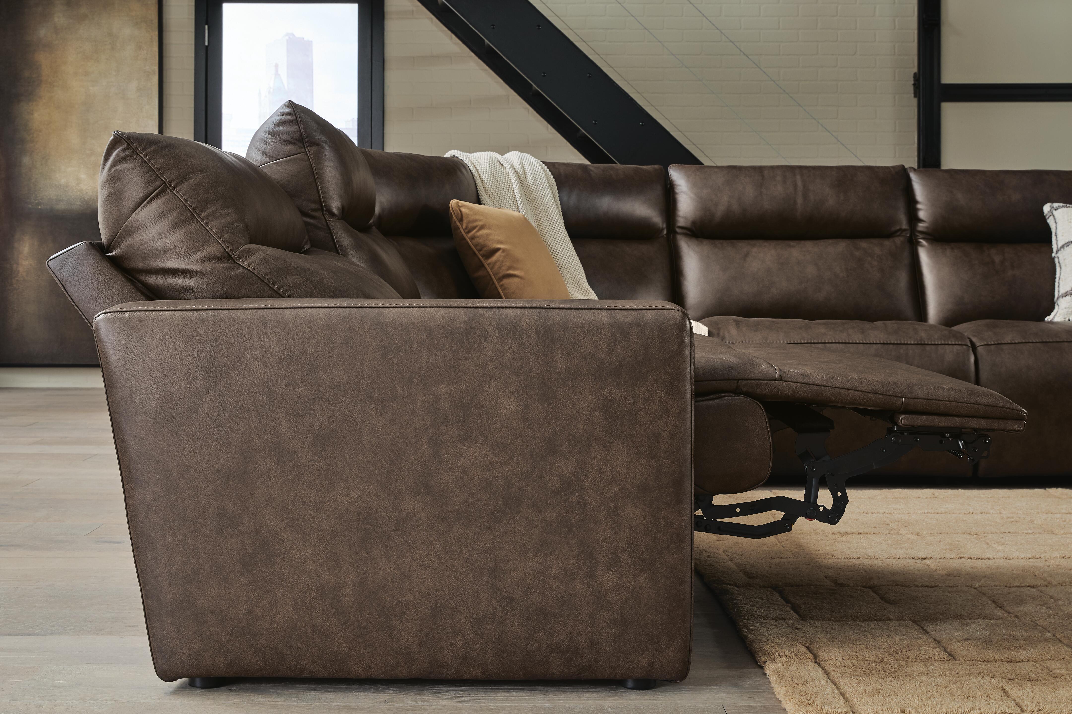 Ashley Furniture - METRONOME CHOCOLATE LEATHER 5 PIECE POWER SECTIONAL - Dark Brown Leather Match - Sectionals - Additional View 1