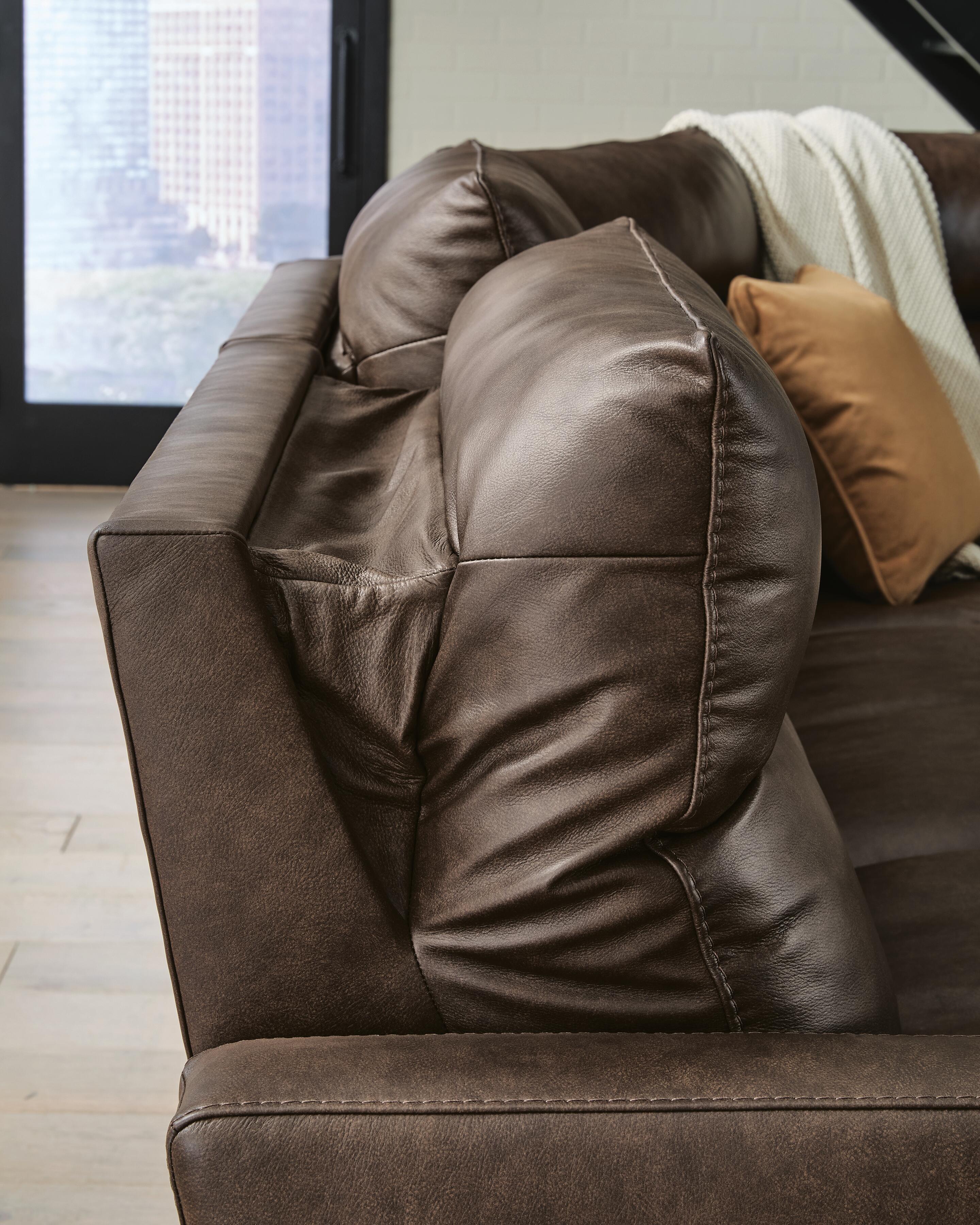 Ashley Furniture - METRONOME CHOCOLATE LEATHER 5 PIECE POWER SECTIONAL - Dark Brown Leather Match - Sectionals - Additional View 3
