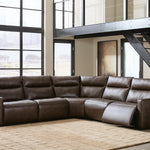 Ashley Furniture - METRONOME CHOCOLATE LEATHER 5 PIECE POWER SECTIONAL - Dark Brown Leather Match - Sectionals - Additional View 5