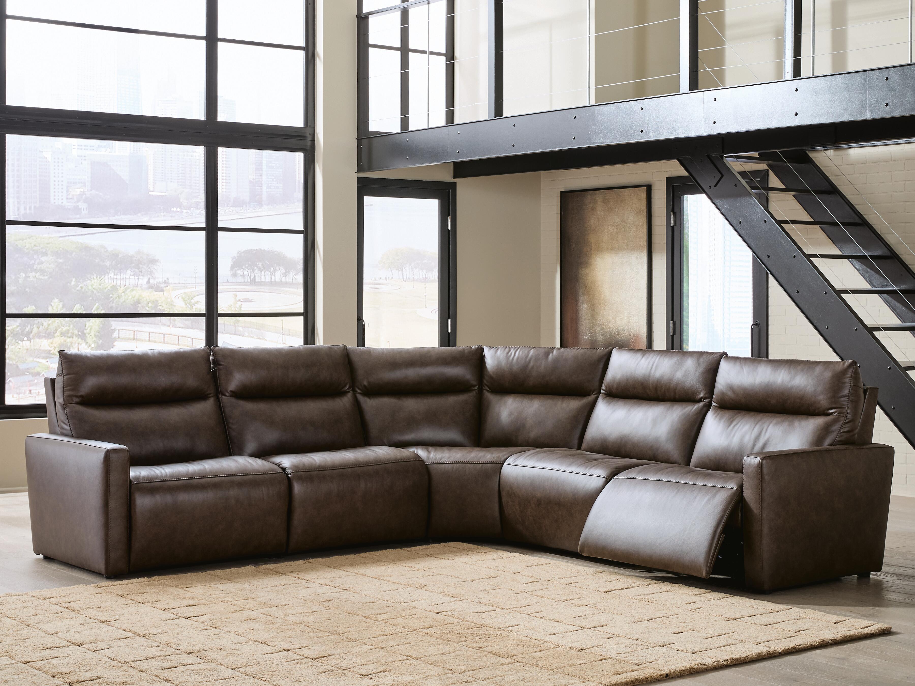 Ashley Furniture - METRONOME CHOCOLATE LEATHER 5 PIECE POWER SECTIONAL - Dark Brown Leather Match - Sectionals - Additional View 5