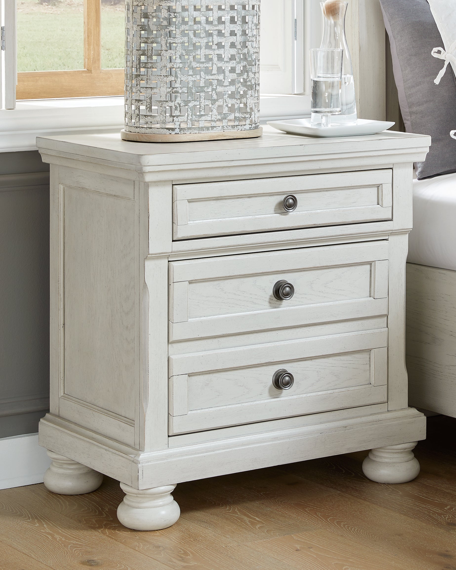 Ashley Furniture - Robbinsdale Nightstand - White - Wood - Nightstands - Additional View 1