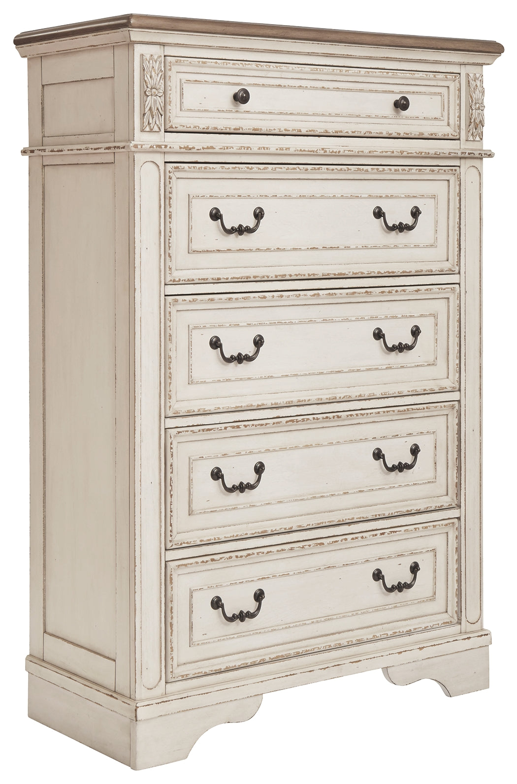 Ashley Furniture - REALYN FIVE DRAWER CHEST - White Wood - Chests
