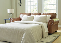 Ashley Furniture - Carianna Queen Sofa Sleeper - Caramel - Light Brown Leather Match - Sofas - Additional View 1