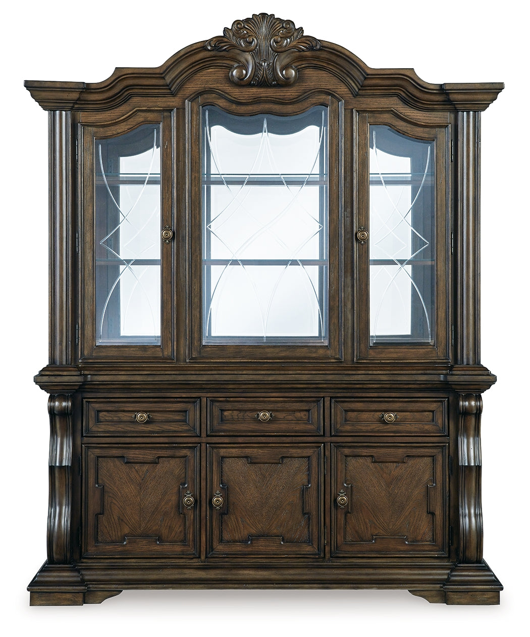 Ashley Furniture - Maylee Buffet And Hutch - Dark Brown Glass|Wood - Cabinets - Additional View 3