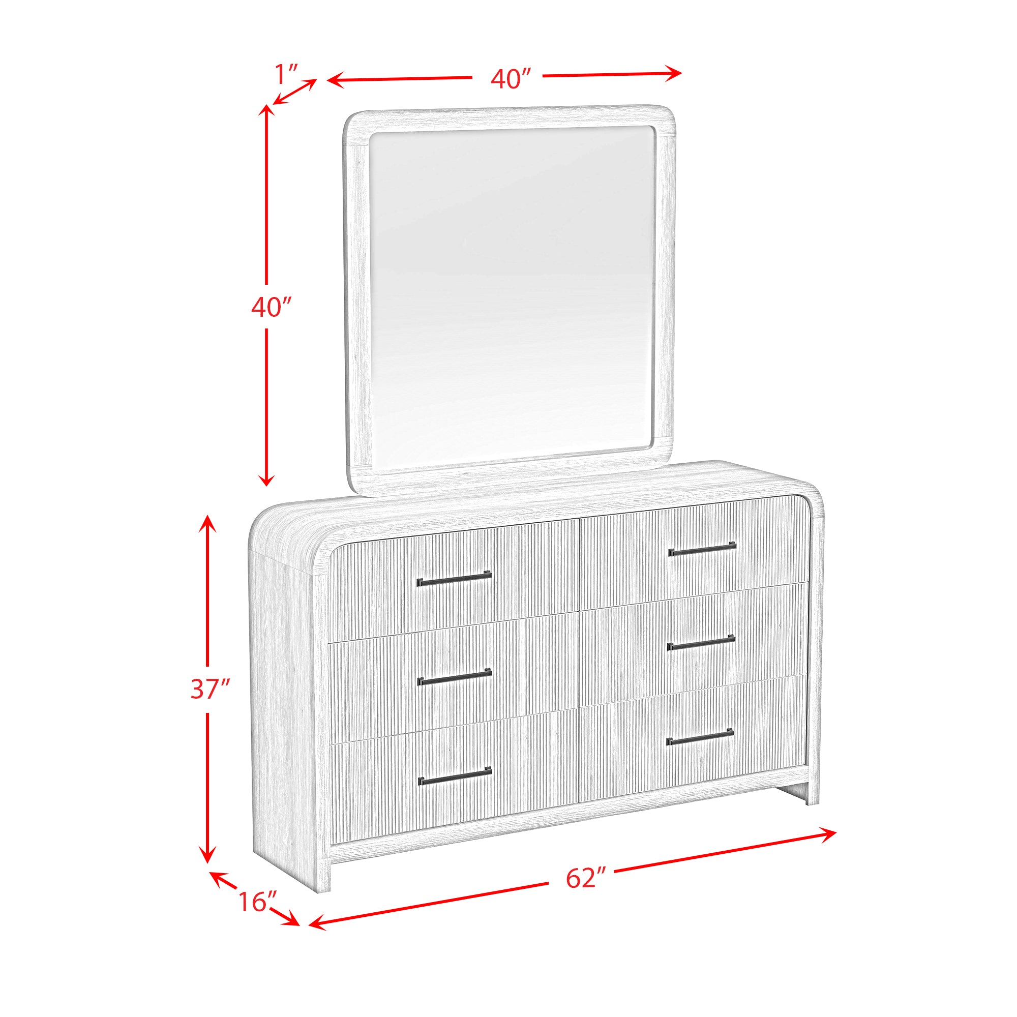 Elements International - RIDGEMONT BLACK DRESSER AND MIRROR - Wood|Mirror - Dresser & Mirror - Additional View 1