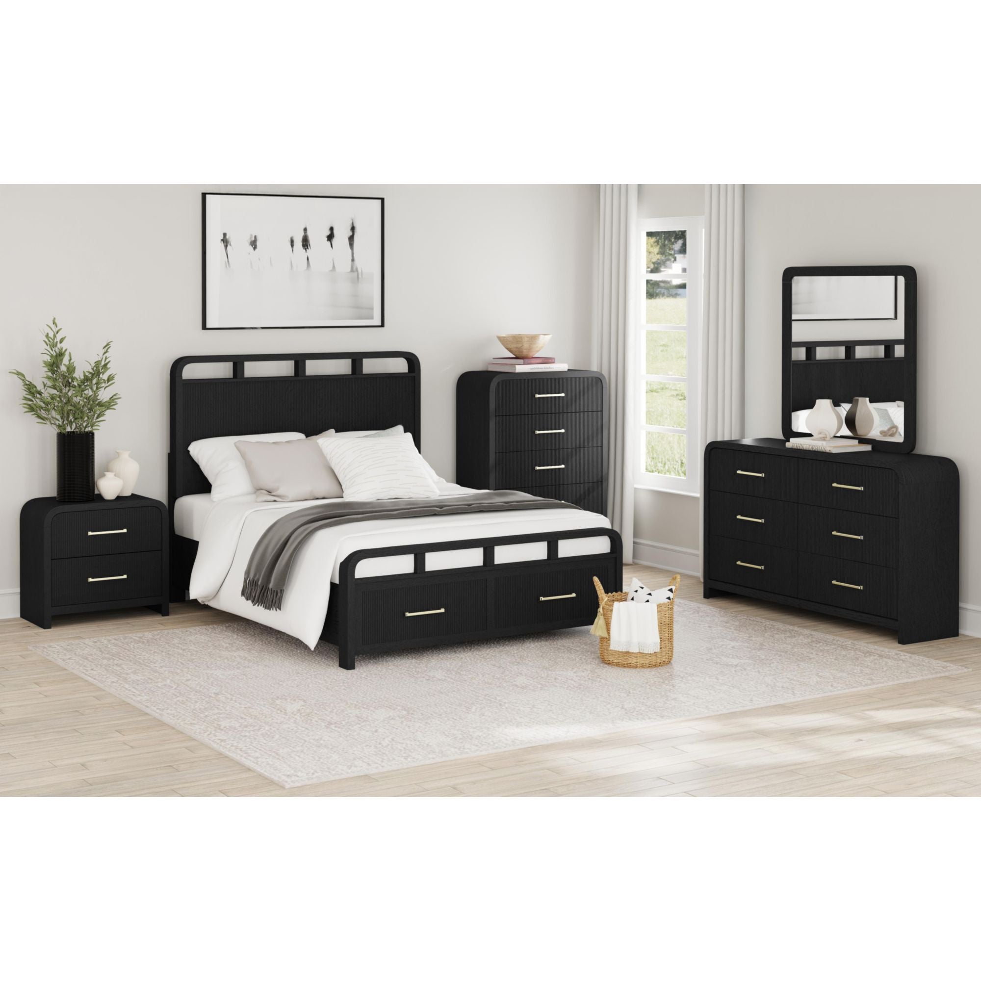 Elements International - RIDGEMONT BLACK DRESSER AND MIRROR - Wood|Mirror - Dresser & Mirror - Additional View 6