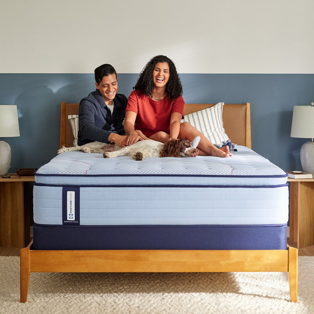 Tempur Sealy - MEDINA II MEDIUM PILLOWTOP QUEEN MATTRESS - Light Blue|Blue Fabric - Mattresses - Additional View 8