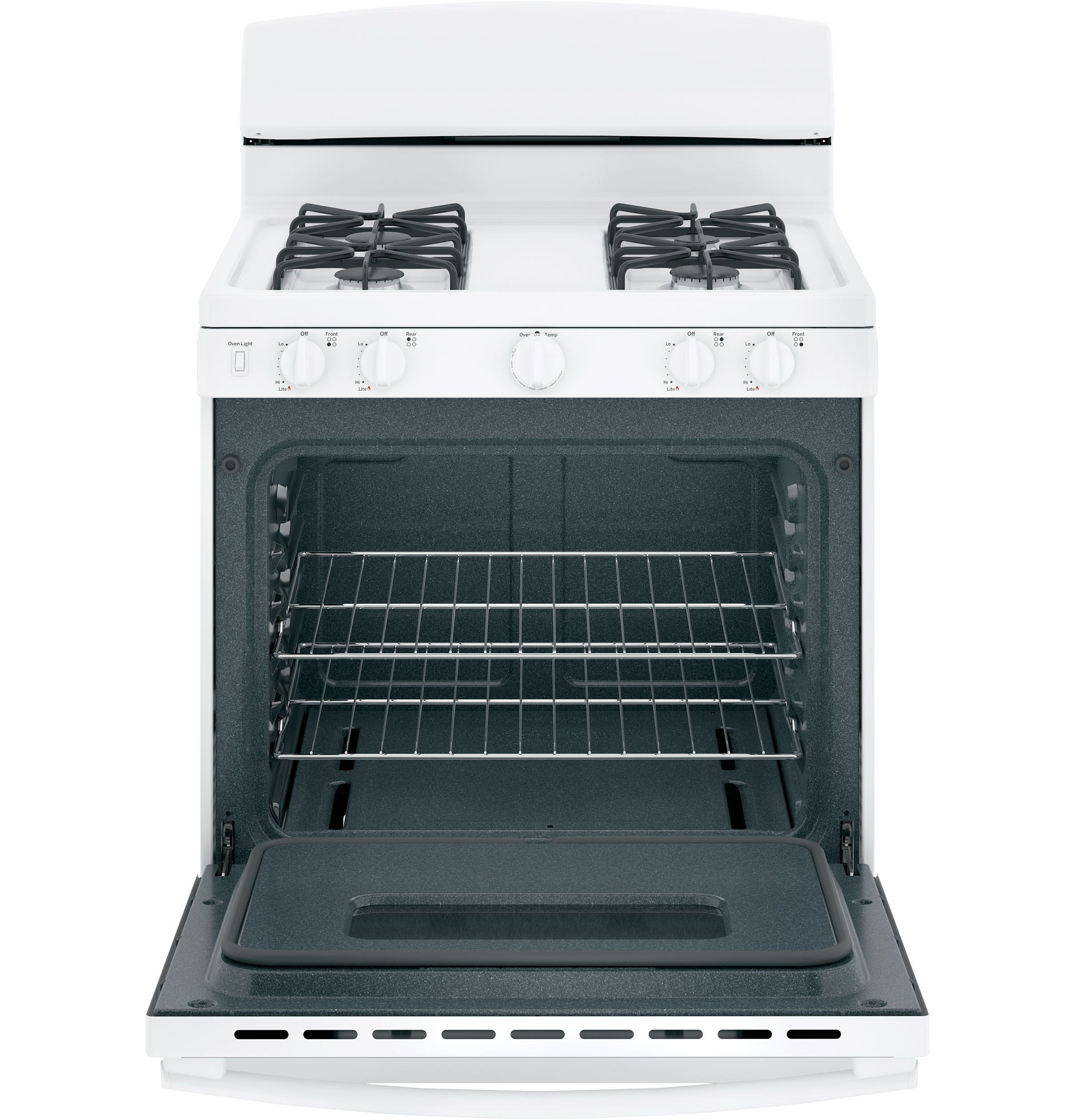 GE WHITE FREE-STANDING FRONT CONTROL GAS RANGE - Ranges - Additional View 1