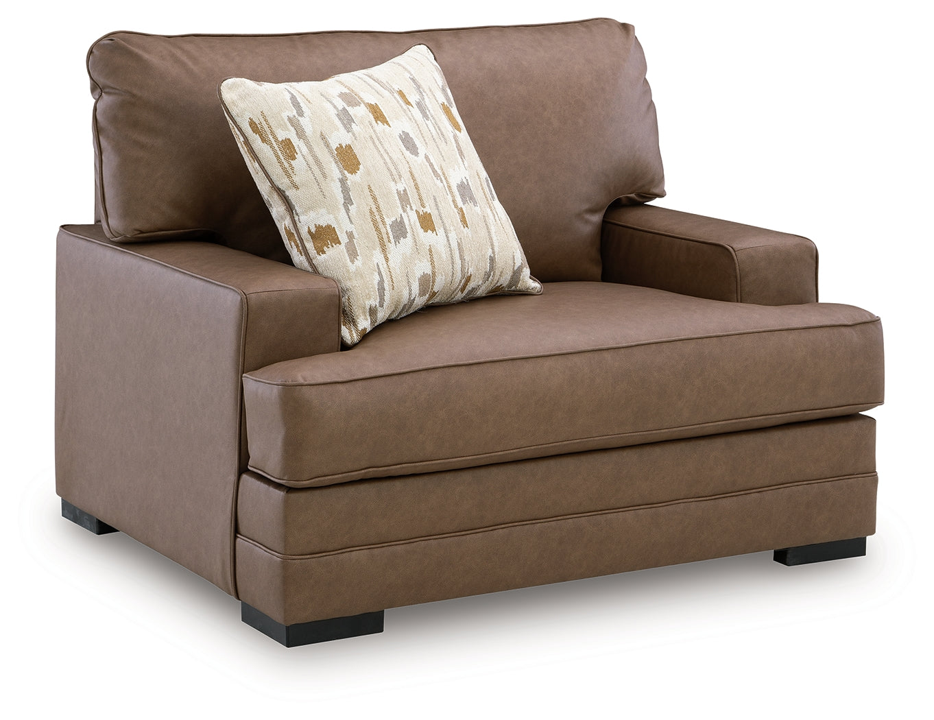 Ashley Furniture - VILLACOURT CARAMEL OVERSIZED CHAIR - Light Brown Faux Leather - Chairs