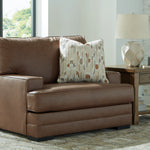 Ashley Furniture - VILLACOURT CARAMEL OVERSIZED CHAIR - Light Brown Faux Leather - Chairs - Additional View 1
