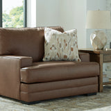 Ashley Furniture - VILLACOURT CARAMEL OVERSIZED CHAIR - Light Brown Faux Leather - Chairs - Additional View 1