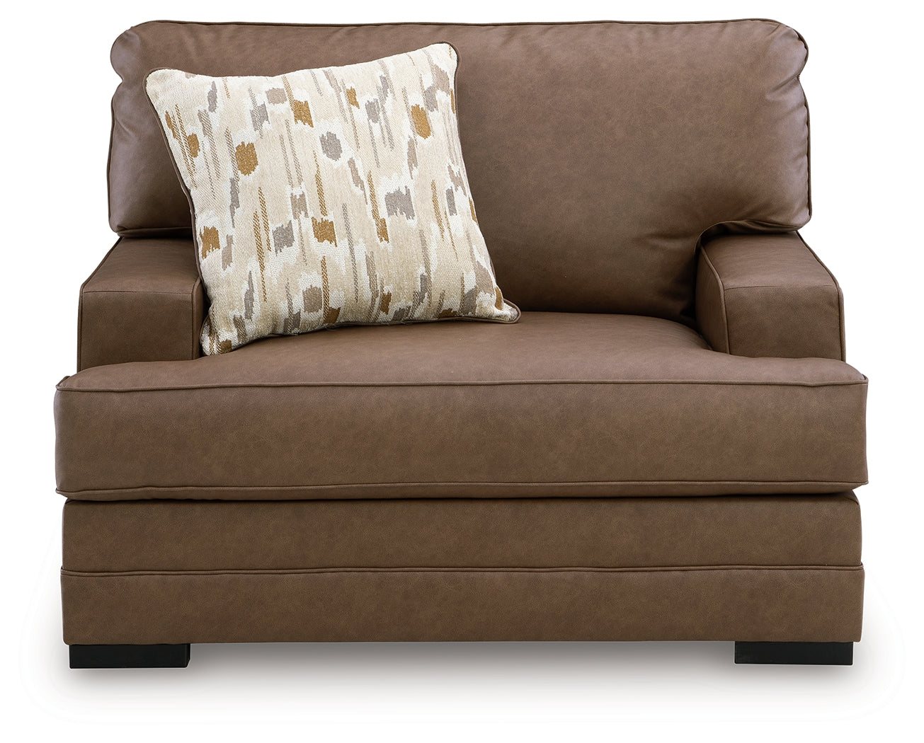 Ashley Furniture - VILLACOURT CARAMEL OVERSIZED CHAIR - Light Brown Faux Leather - Chairs - Additional View 2