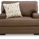 Ashley Furniture - VILLACOURT CARAMEL OVERSIZED CHAIR - Light Brown Faux Leather - Chairs - Additional View 2