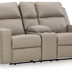 Ashley Furniture - Lavenhorne Reclining Loveseat With Console - Pebble - Pearl Silver Faux Leather - Loveseats