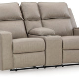Ashley Furniture - Lavenhorne Reclining Loveseat With Console - Pebble - Pearl Silver Faux Leather - Loveseats