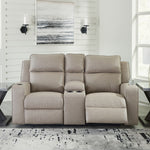 Ashley Furniture - Lavenhorne Reclining Loveseat With Console - Pebble - Pearl Silver Faux Leather - Loveseats - Additional View 1