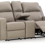 Ashley Furniture - Lavenhorne Reclining Loveseat With Console - Pebble - Pearl Silver Faux Leather - Loveseats - Additional View 2