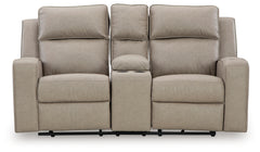 Ashley Furniture - Lavenhorne Reclining Loveseat With Console - Pebble - Pearl Silver Faux Leather - Loveseats - Additional View 3