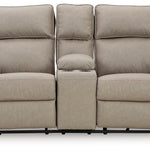 Ashley Furniture - Lavenhorne Reclining Loveseat With Console - Pebble - Pearl Silver Faux Leather - Loveseats - Additional View 3